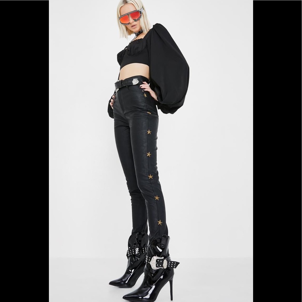 Jagger & Stone high waisted Val vegan leather skinny pants black size 6